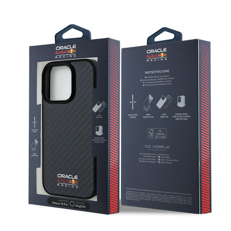 Apple iPhone 16 Pro Kılıf Redbull Orjinal Lisanslı M-safe Şarj Özellikli Karbon Fiber Tasarımlı Parlayan Logolu Kapak