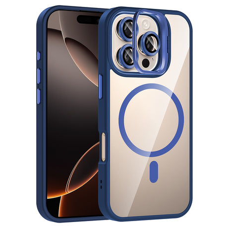 Apple iPhone 16 Pro Kılıf Standlı ve Kamera Lens Hediyeli M-Safe Şarj Özellikli Zore Etro Kapak
