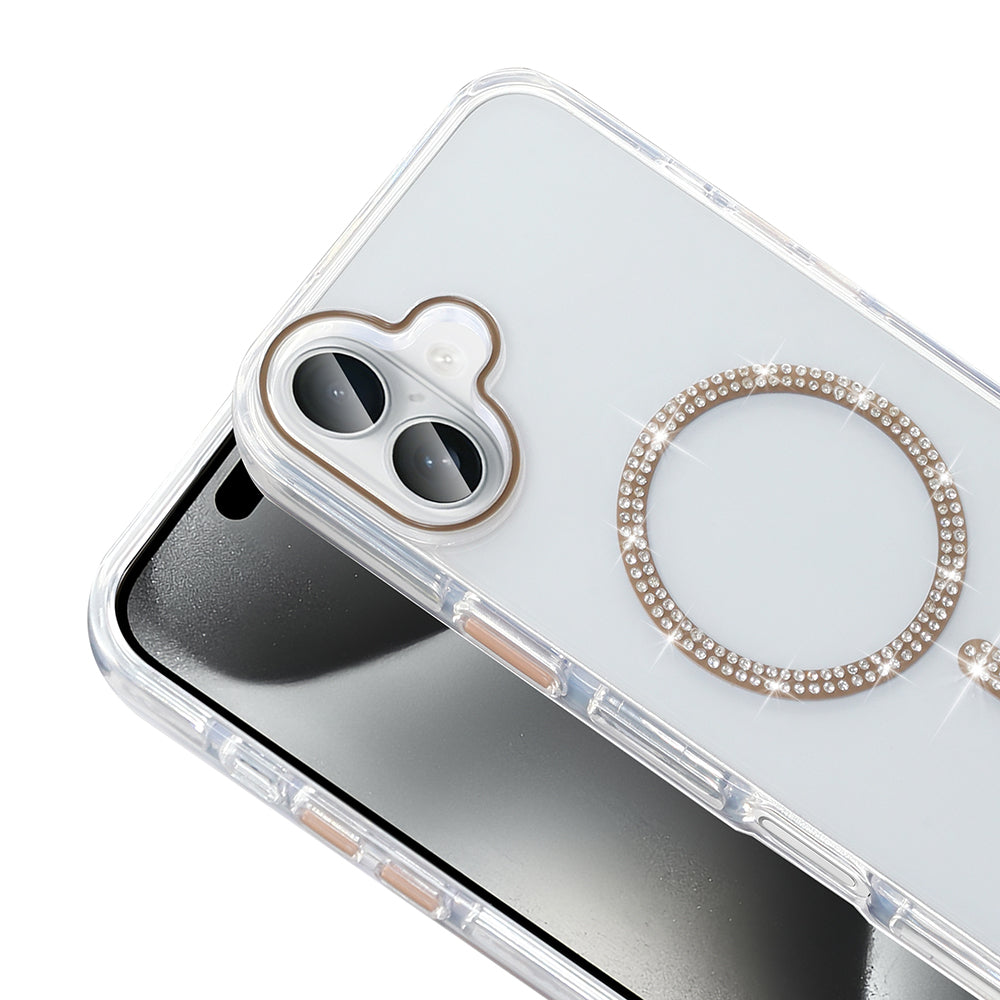 Apple iPhone 16 Pro Kılıf Taşlı Tasarım M-safe Şarj Özellikli Zore Koment Silikon Kapak