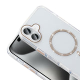 Apple iPhone 16 Pro Kılıf Taşlı Tasarım M-safe Şarj Özellikli Zore Koment Silikon Kapak