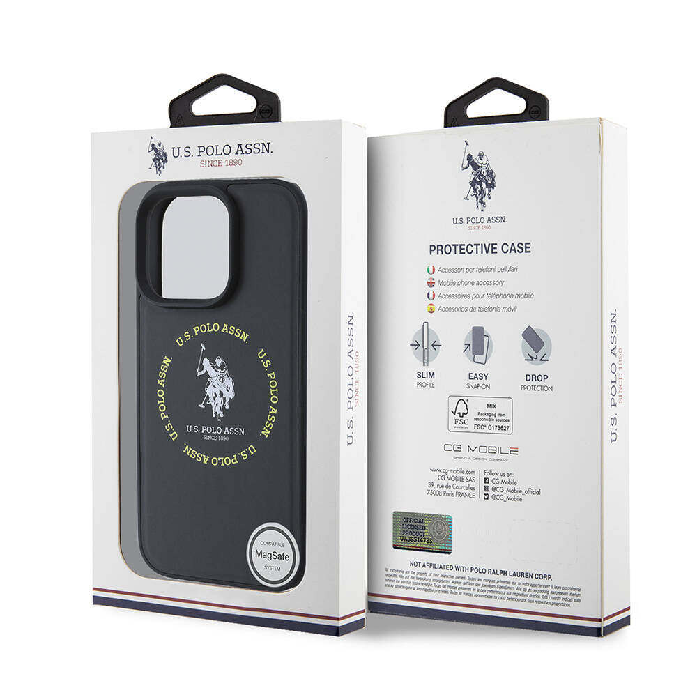 Apple iPhone 16 Pro Kılıf U.S. Polo Assn. Orjinal Lisanslı M-safe Şarj Özellikli Circle ve Double Horse Logolu Deri Kapak