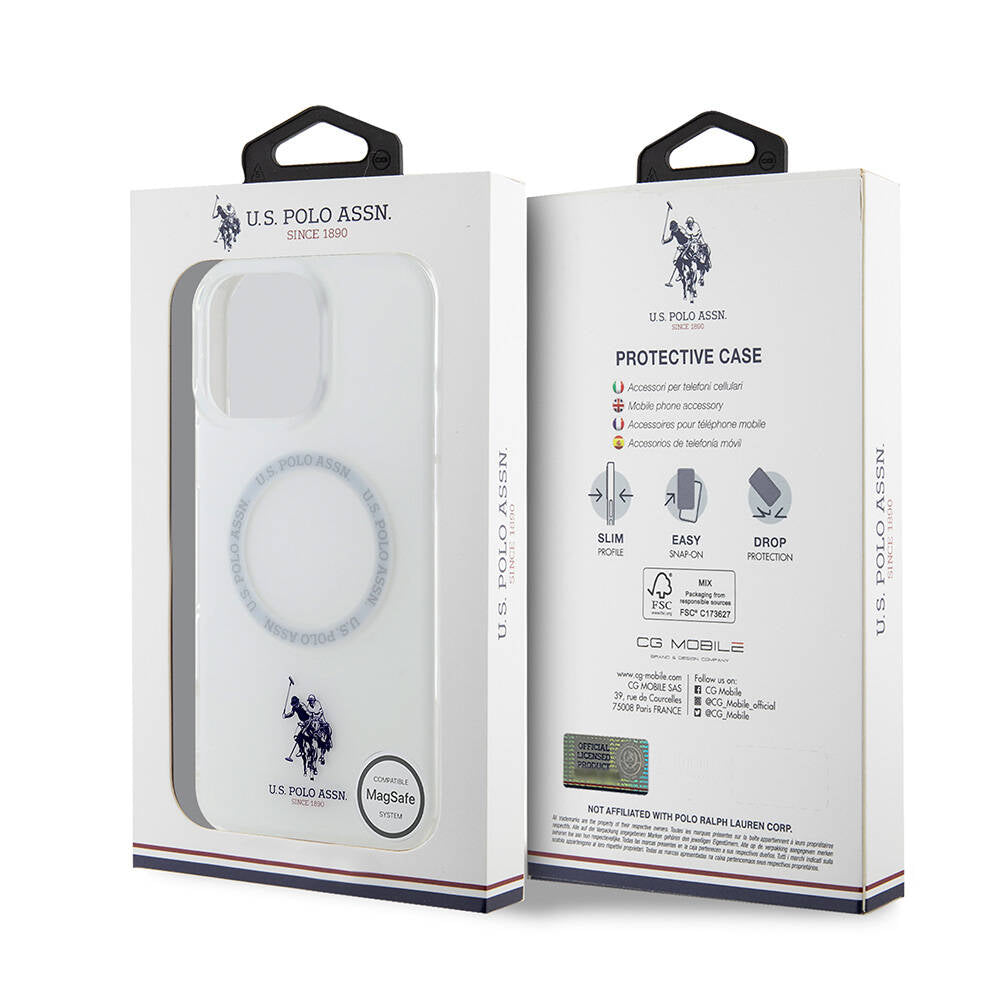 Apple iPhone 16 Pro Kılıf U.S. Polo Assn. Orjinal Lisanslı M-safe Şarj Özellikli IML Double Horse Logolu Ring Kapak