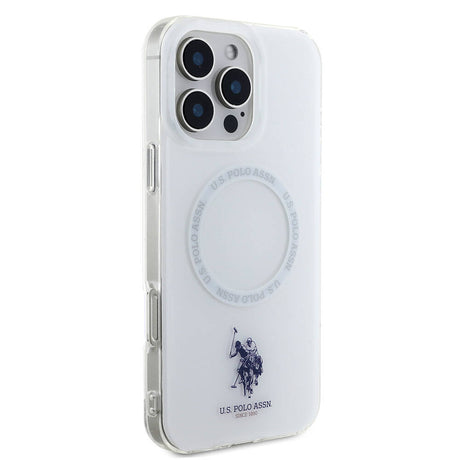 Apple iPhone 16 Pro Kılıf U.S. Polo Assn. Orjinal Lisanslı M-safe Şarj Özellikli IML Double Horse Logolu Ring Kapak