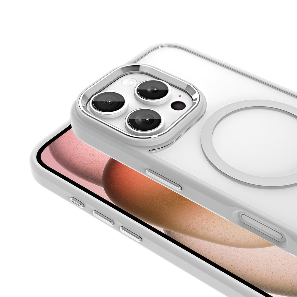 Apple iPhone 16 Pro Kılıf Wireless Şarj Özellikli Zore Krom M-safe Silikon Kapak