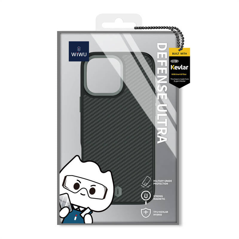 Apple iPhone 16 Pro Kılıf Wiwu DCC-205 M-safe Şarj Özellikli Aramid Fiber Tasarım Kevlar Kapak