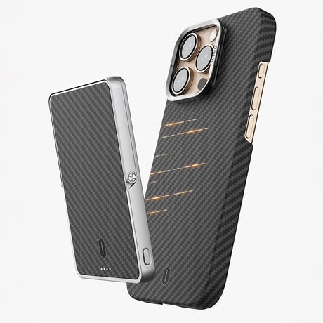 Apple iPhone 16 Pro Kılıf Wiwu DCC-206 M-safe Şarj Özellikli Kamera Standlı Aramid Fiber Tasarım Kevlar Kapak