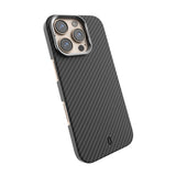 Apple iPhone 16 Pro Kılıf Wiwu DCC-206 M-safe Şarj Özellikli Kamera Standlı Aramid Fiber Tasarım Kevlar Kapak