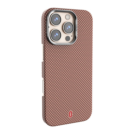Apple iPhone 16 Pro Kılıf Wiwu DCC-208 M-safe Şarj Özellikli Kamera Standlı Aramid Fiber Tasarım Kevlar Kapak