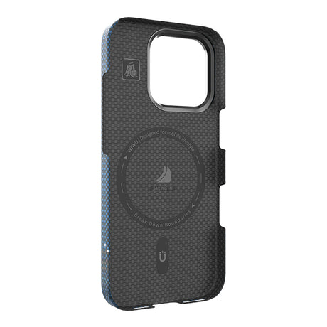 Apple iPhone 16 Pro Kılıf Wiwu DCC-209 M-safe Şarj Özellikli Kamera Standlı Aramid Fiber Tasarım Kevlar Kapak