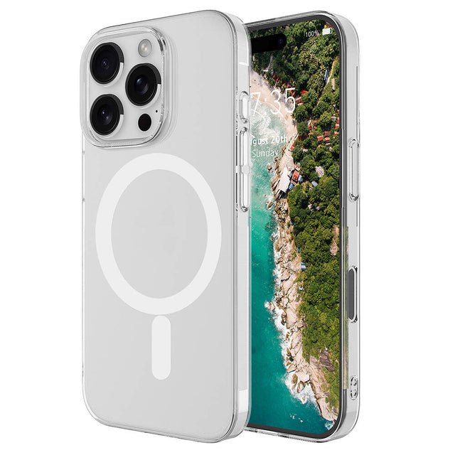 Apple iPhone 16 Pro Kılıf Zore M-safe Şarj Özellikli Şeffaf Tek Kamera Çerçeveli Porto Kapak