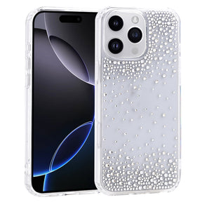 Apple iPhone 16 Pro Max Kılıf Airbag Tasarımlı Damla Taşlı Şeffaf Zore Pera Silikon Kapak