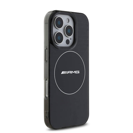 Apple iPhone 16 Pro Max Kılıf AMG Orjinal Lisanslı M-safe Şarj Özellikli IML Baskı Logolu Smoked Kapak