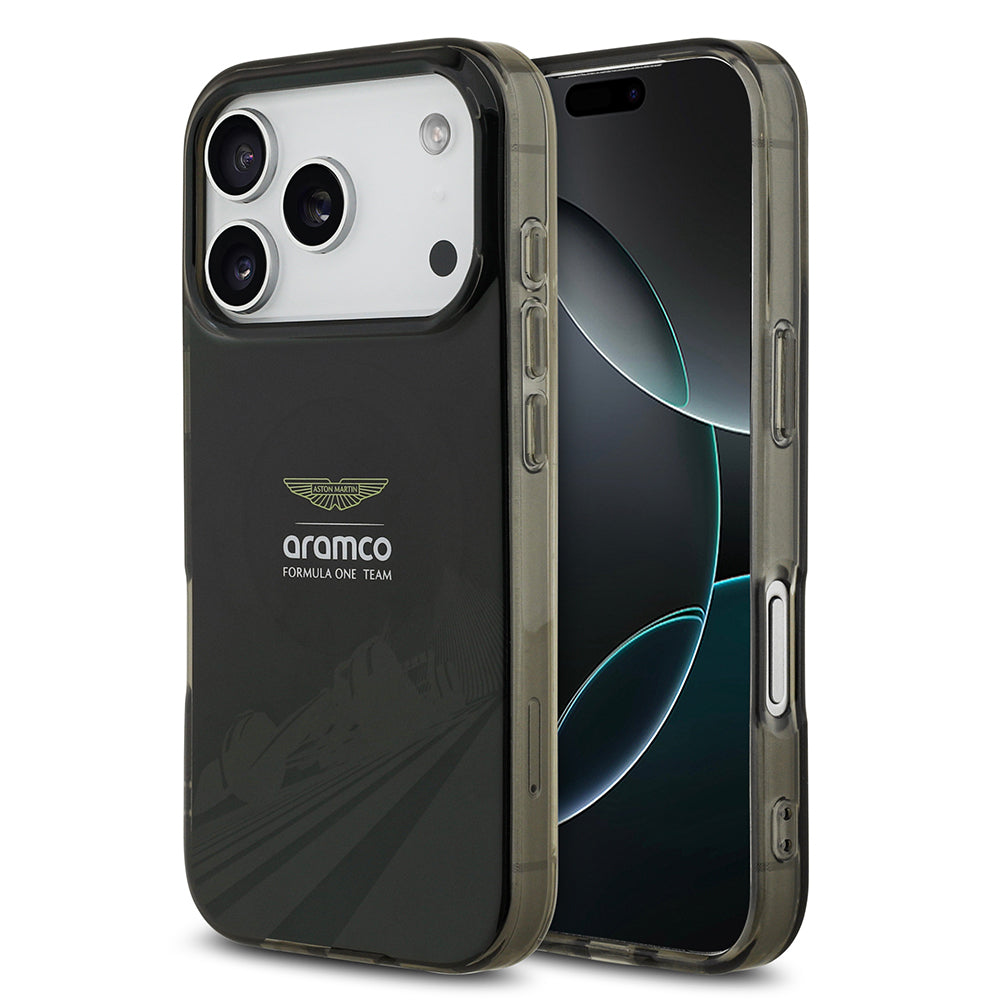 Apple iPhone 17 Pro Kılıf Aston Martin Orjinal Lisanslı M-safe Şarj Özellikli IML Baskı Logolu Formula Tasarımlı Kapak