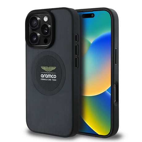 Apple iPhone 16 Pro Max Kılıf Aston Martin Orjinal Lisanslı M-safe Şarj Özellikli Aluminyum Arka Yüzeyli Formula One Team Baskılı Kapak
