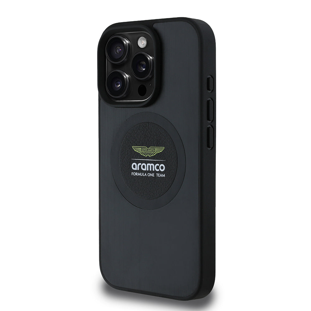 Apple iPhone 16 Pro Max Kılıf Aston Martin Orjinal Lisanslı M-safe Şarj Özellikli Aluminyum Arka Yüzeyli Formula One Team Baskılı Kapak