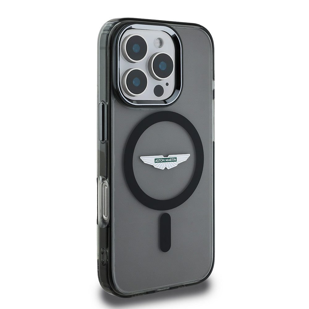 Apple iPhone 16 Pro Max Kılıf Aston Martin Orjinal Lisanslı M-safe Şarj Özellikli IML Baskı Logolu Buzlu Kapak