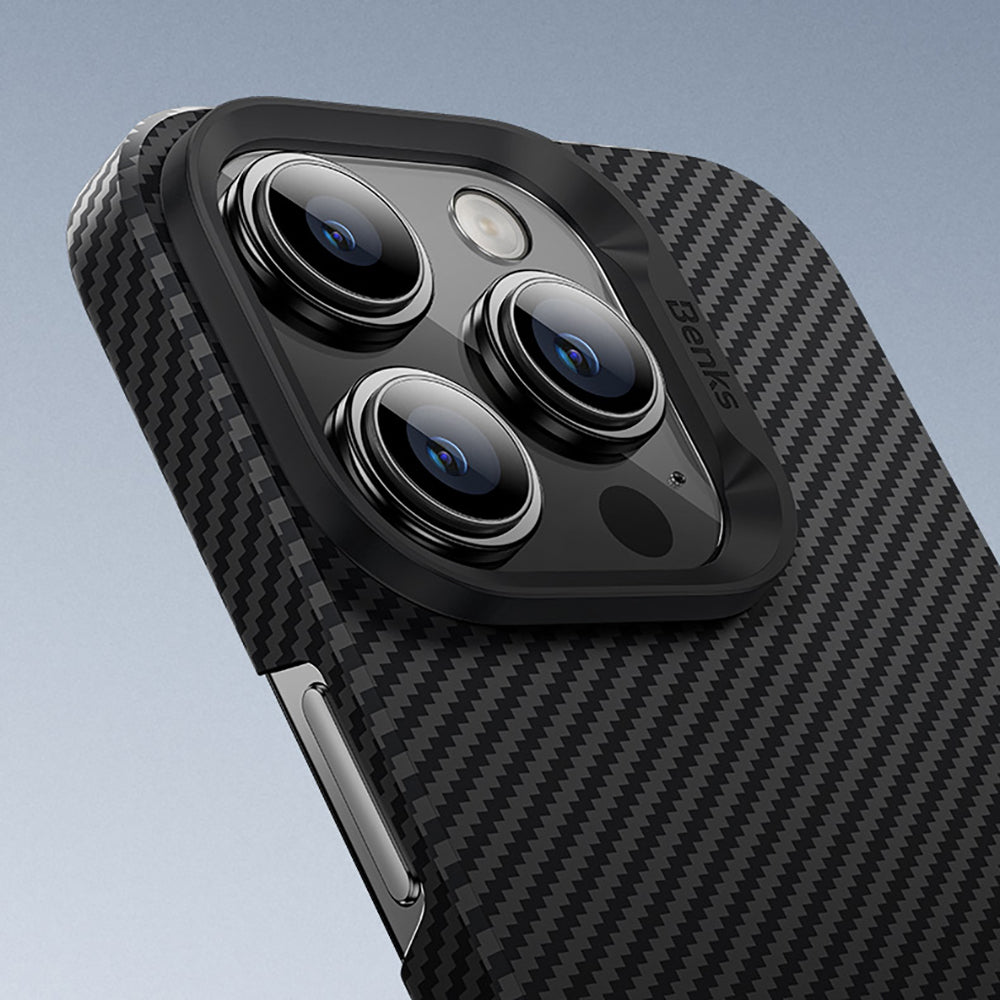Apple iPhone 16 Pro Max Kılıf Benks M-safe Şarj Özellikli Metal Kamera Çerçeveli Magnetik ArmorAir 600D Kevlar Fiber Kapak
