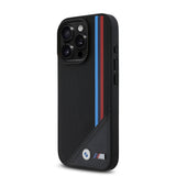 Apple iPhone 16 Pro Max Kılıf BMW Orjinal Lisanslı M-safe Şarj Özellikli M Logolu Üç Çizgili Dikiş Detaylı Meshed Tricolor Stripes Kapak