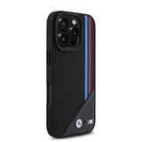 Apple iPhone 16 Pro Max Kılıf BMW Orjinal Lisanslı M-safe Şarj Özellikli M Logolu Üç Çizgili Dikiş Detaylı Meshed Tricolor Stripes Kapak