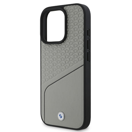 Apple iPhone 16 Pro Max Kılıf BMW Orjinal Lisanslı M-safe Şarj Özellikli Metal Logolu Dokulu ve Çizgili Deri Kapak