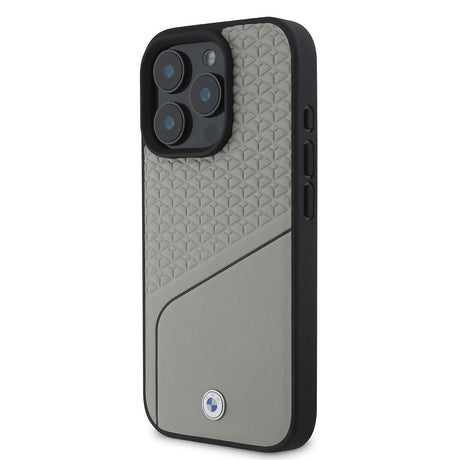 Apple iPhone 16 Pro Max Kılıf BMW Orjinal Lisanslı M-safe Şarj Özellikli Metal Logolu Dokulu ve Çizgili Deri Kapak
