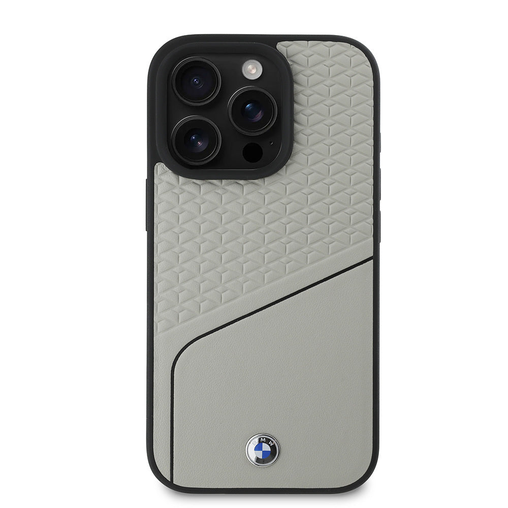 Apple iPhone 16 Pro Max Kılıf BMW Orjinal Lisanslı M-safe Şarj Özellikli Metal Logolu Dokulu ve Çizgili Deri Kapak