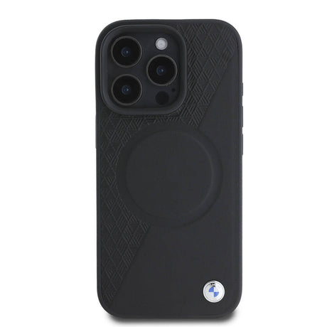 Apple iPhone 16 Pro Max Kılıf BMW Orjinal Lisanslı M-safe Şarj Özellikli Metal Logolu Yarım Dokulu Circle Deri Kapak