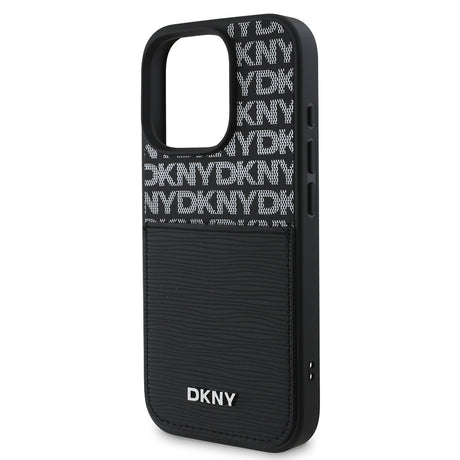 Apple iPhone 16 Pro Max Kılıf DKNY Orjinal Lisanslı Kartlıklı 3D Yazılı Repeat Texture Pattern Kapak