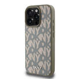 Apple iPhone 16 Pro Max Kılıf DKNY Orjinal Lisanslı M-safe Şarj Özellikli 3D Yazılı Grid Pattern Kapak