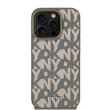 Apple iPhone 16 Pro Max Kılıf DKNY Orjinal Lisanslı M-safe Şarj Özellikli 3D Yazılı Grid Pattern Kapak