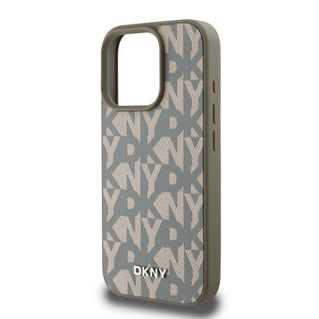 Apple iPhone 16 Pro Max Kılıf DKNY Orjinal Lisanslı M-safe Şarj Özellikli 3D Yazılı Grid Pattern Kapak