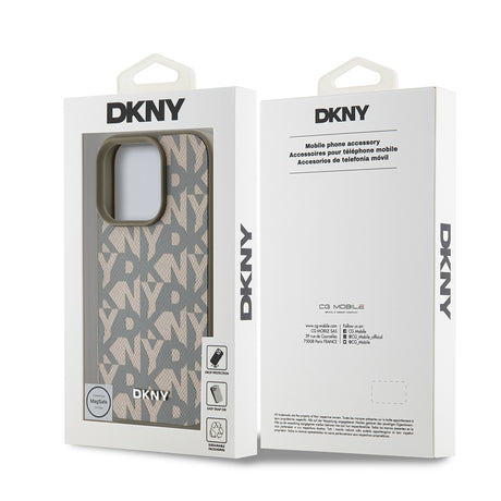 Apple iPhone 16 Pro Max Kılıf DKNY Orjinal Lisanslı M-safe Şarj Özellikli 3D Yazılı Grid Pattern Kapak