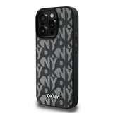 Apple iPhone 16 Pro Max Kılıf DKNY Orjinal Lisanslı M-safe Şarj Özellikli 3D Yazılı Grid Pattern Kapak