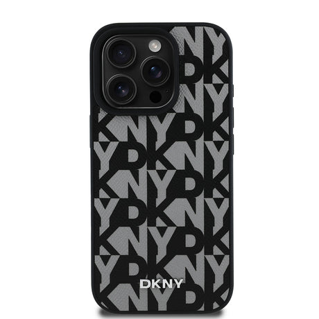 Apple iPhone 16 Pro Max Kılıf DKNY Orjinal Lisanslı M-safe Şarj Özellikli 3D Yazılı Grid Pattern Kapak