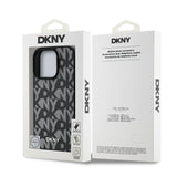 Apple iPhone 16 Pro Max Kılıf DKNY Orjinal Lisanslı M-safe Şarj Özellikli 3D Yazılı Grid Pattern Kapak