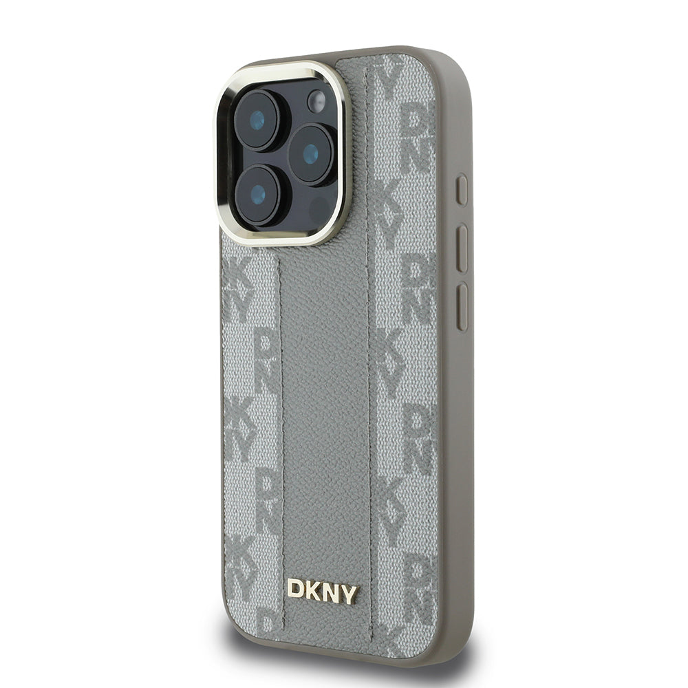 Apple iPhone 16 Pro Max Kılıf DKNY Orjinal Lisanslı M-safe Şarj Özellikli 3D Yazılı Checkered Pattern Kapak