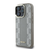 Apple iPhone 16 Pro Max Kılıf DKNY Orjinal Lisanslı M-safe Şarj Özellikli 3D Yazılı Checkered Pattern Kapak