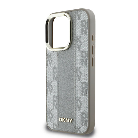 Apple iPhone 16 Pro Max Kılıf DKNY Orjinal Lisanslı M-safe Şarj Özellikli 3D Yazılı Checkered Pattern Kapak