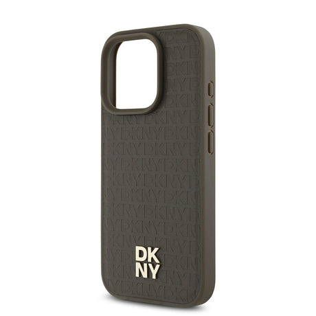 Apple iPhone 16 Pro Max Kılıf DKNY Orjinal Lisanslı M-safe Şarj Özellikli 3D Yazılı Repeat Pattern Kapak
