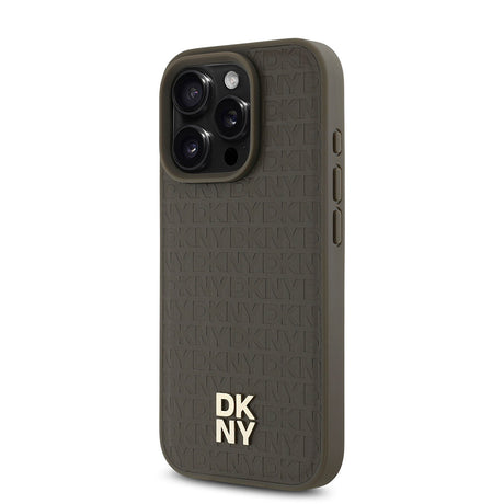 Apple iPhone 16 Pro Max Kılıf DKNY Orjinal Lisanslı M-safe Şarj Özellikli 3D Yazılı Repeat Pattern Kapak