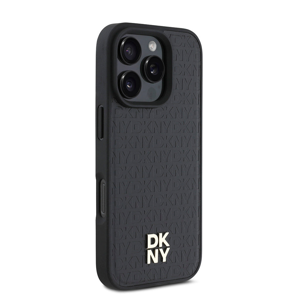 Apple iPhone 16 Pro Max Kılıf DKNY Orjinal Lisanslı M-safe Şarj Özellikli 3D Yazılı Repeat Pattern Kapak