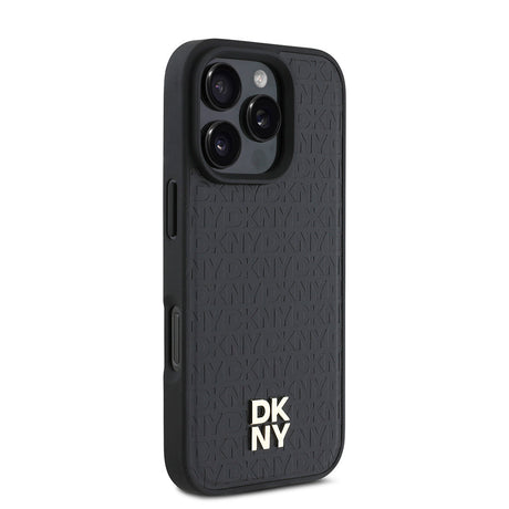 Apple iPhone 16 Pro Max Kılıf DKNY Orjinal Lisanslı M-safe Şarj Özellikli 3D Yazılı Repeat Pattern Kapak