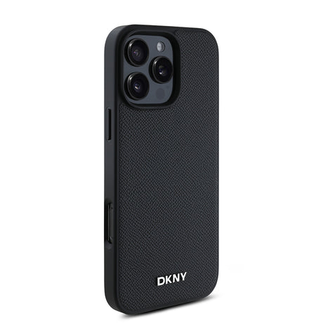 Apple iPhone 16 Pro Max Kılıf DKNY Orjinal Lisanslı M-safe Şarj Özellikli Metal Logolu PU Deri Grained Kapak