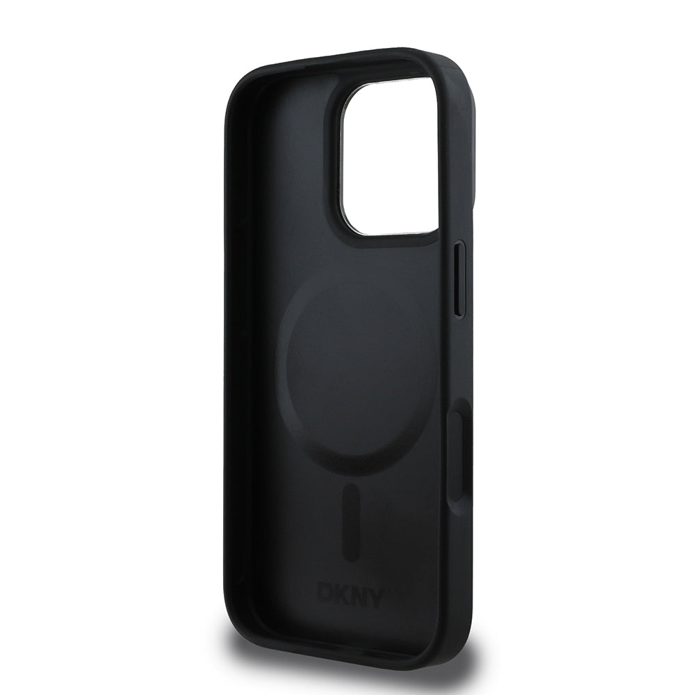 Apple iPhone 16 Pro Max Kılıf DKNY Orjinal Lisanslı M-safe Şarj Özellikli Metal Logolu PU Deri Plain Kapak