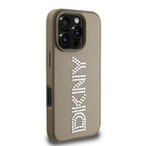Apple iPhone 16 Pro Max Kılıf DKNY Orjinal Lisanslı Taşlı DKNY Yazılı Metalik Rhinestones PU Deri Kapak