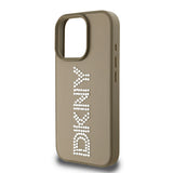 Apple iPhone 16 Pro Max Kılıf DKNY Orjinal Lisanslı Taşlı DKNY Yazılı Metalik Rhinestones PU Deri Kapak