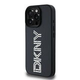 Apple iPhone 16 Pro Max Kılıf DKNY Orjinal Lisanslı Taşlı DKNY Yazılı Metalik Rhinestones PU Deri Kapak