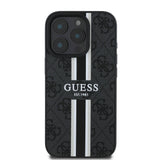 Apple iPhone 16 Pro Max Kılıf Guess Orjinal Lisanslı M-safe Şarj Özellikli 4G Şerit Tasarımlı Printed Kapak