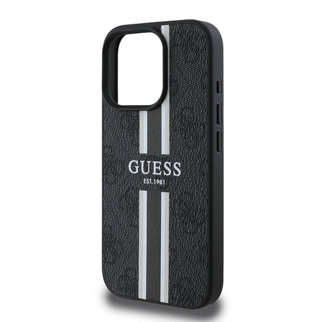 Apple iPhone 16 Pro Max Kılıf Guess Orjinal Lisanslı M-safe Şarj Özellikli 4G Şerit Tasarımlı Printed Kapak