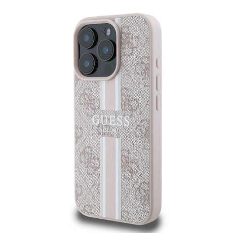 Apple iPhone 16 Pro Max Kılıf Guess Orjinal Lisanslı M-safe Şarj Özellikli 4G Şerit Tasarımlı Printed Kapak
